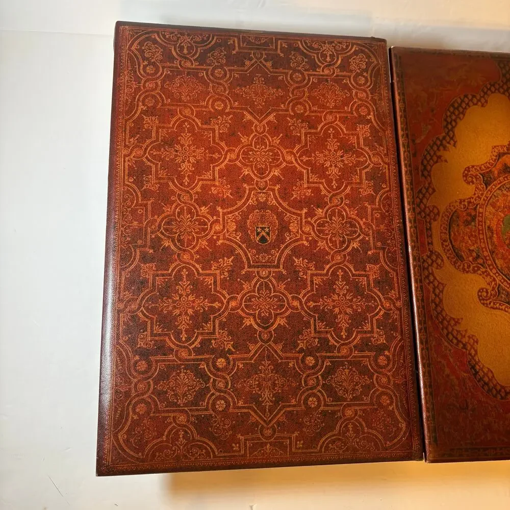 Lot 2 Vintage Aged Book Faux Leather Hidden Safe Stash Boxes Storage Compartment